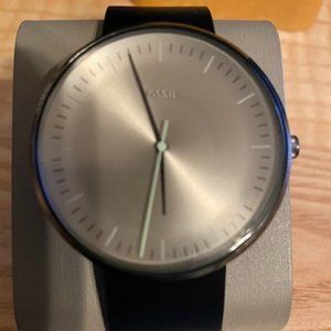 fossil men's slim watch Black and Silver 250189